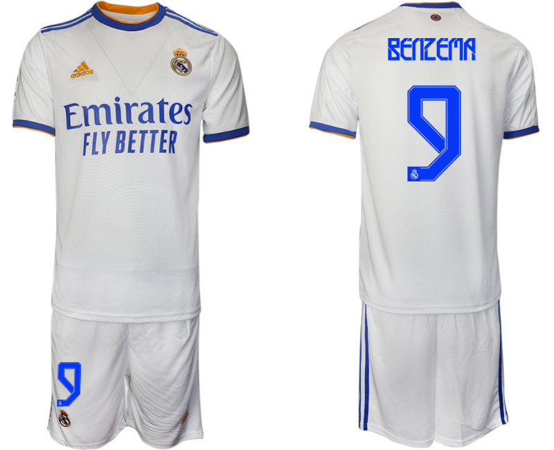 Men 2021-2022 Club Real Madrid home white #9 Soccer Jerseys->real madrid jersey->Soccer Club Jersey